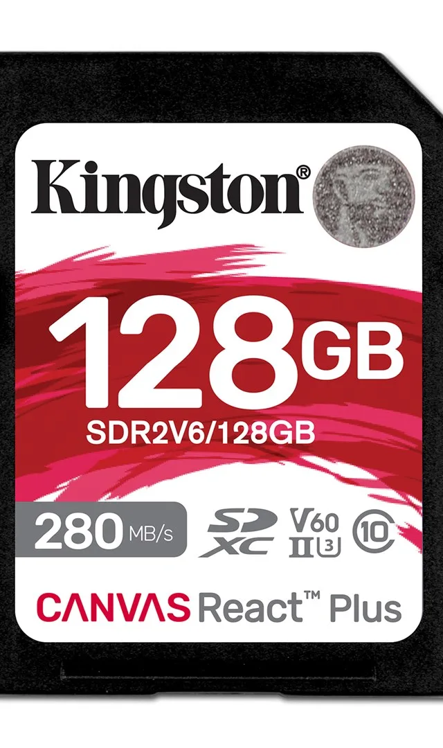 Kingston Technology 128GB Canvas React Plus SDXC UHS-II 280R/100W U3 V60 for Full HD/4K