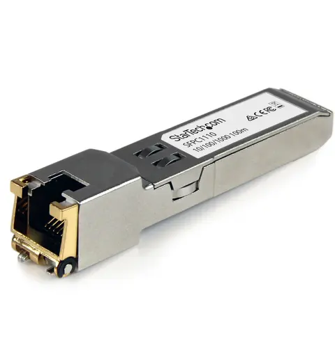 StarTech.com Cisco SFP-GE-T Compatible SFP Transceiver Module - 10/100/1000BASE-TX~Cisco SFP-GE-T Compatible SFP Module - 1000BASE-T - SFP to RJ45 Cat6/Cat5e - 10/100/1000 Mbps - RJ-45 100m - Cisco IE3400, IE3300, IE3200