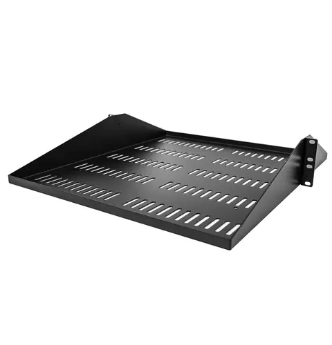 StarTech.com 2U Server Rack Shelf, Center Mounted Universal Vented Rackmount Cantilever Tray for 19" Network Equipment Rack, Heavy Duty Steel, 200lb Capacity, 20" Deep, Black
