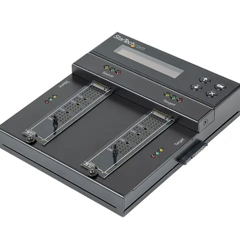 StarTech.com Standalone M.2 SATA & M.2 NVMe Duplicator and Eraser - HDD/SSD Cloner/Wiper for M.2 PCIe AHCI/NVMe, M.2 SATA, 2.5/3.5" SATA Drives - External Hard Drive Eraser/Duplicator, TAA