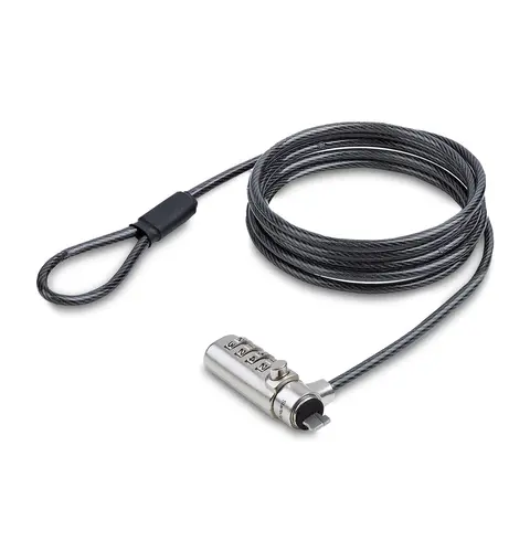 StarTech.com Slim Lock Nano Slot Compatible, 6.6ft (2m) Locking Cable, Desk Anti-Theft Security For Laptop/Notebook Computer, Cut-Resistant Steel Cable, 4-Digit Lock
