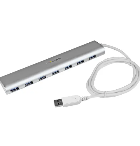 StarTech.com 7-Port USB Hub, USB A to 7x USB-A Ports, USB 5Gbps, Rugged Design, Bus or Self-Powered, Portable Laptop USB 3.0 Hub Expansion with Power Supply