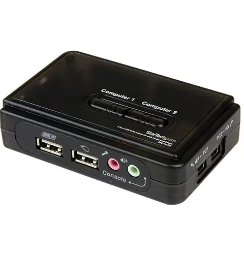 StarTech.com 2 Port Black USB KVM Switch Kit with Audio and Cables