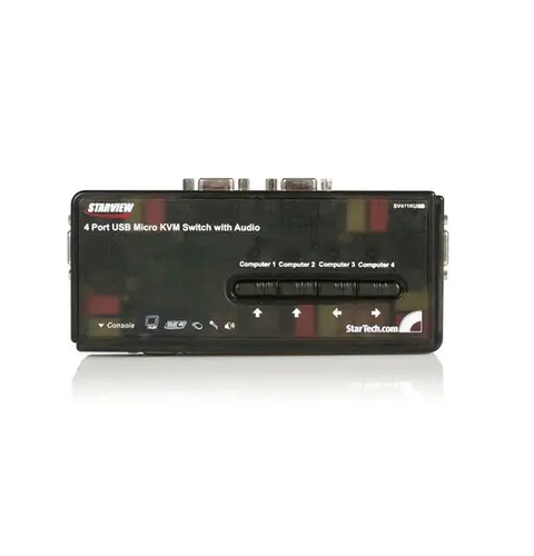 StarTech.com 4 Port Black USB KVM Switch Kit with Cables and Audio