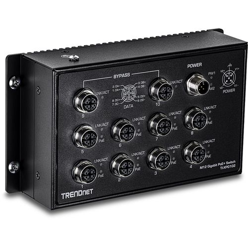 TRENDnet 10-Port Industrial Gigabit PoE+ Railway Switch
