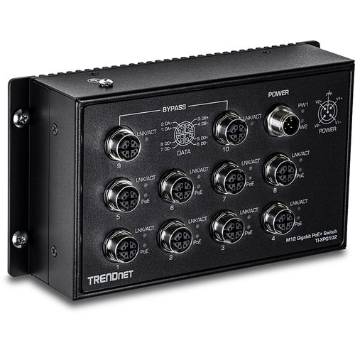 TRENDnet 10-Port Industrial Gigabit PoE+ Railway Switch