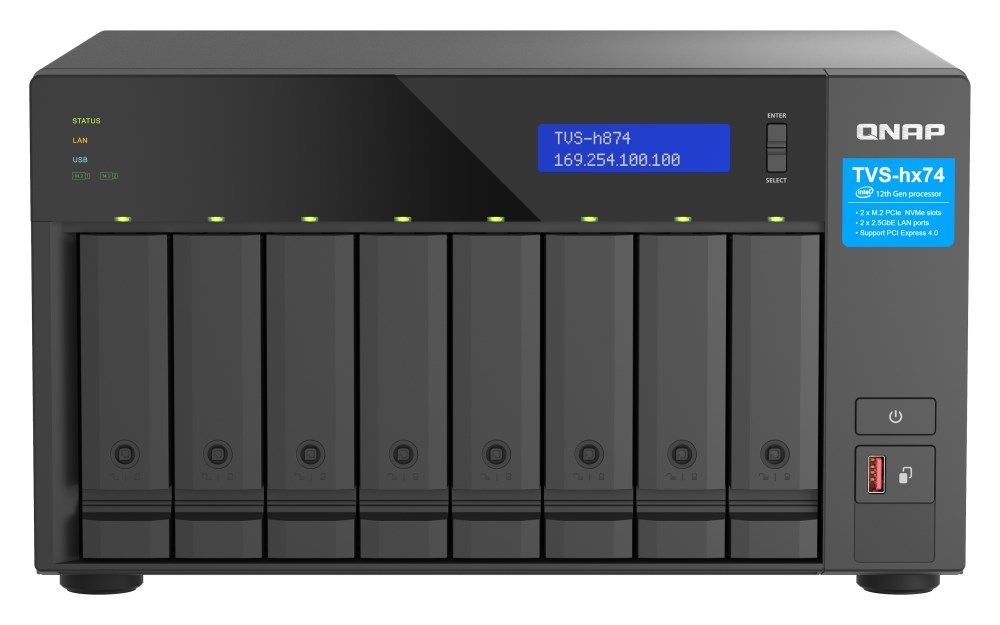 QNAP TVS-h874X NAS Tower Intel® Core™ i9 64 GB DDR4 0 TB QuTS hero Black
