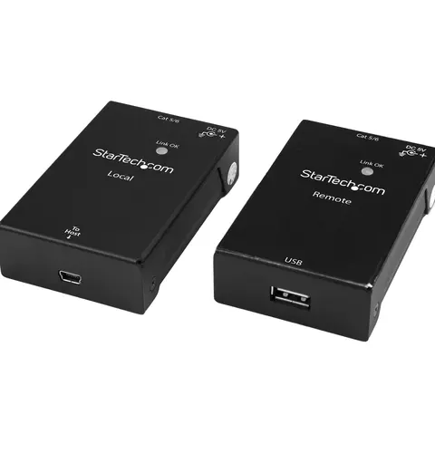 StarTech.com USB 2.0 Extender over Cat5e/Cat6 Cable (RJ45) - Up to 165ft (50m) - High Speed USB Port Extender Adapter Kit - Powered - USB over Ethernet Cable Extender - 480Mbps - Metal