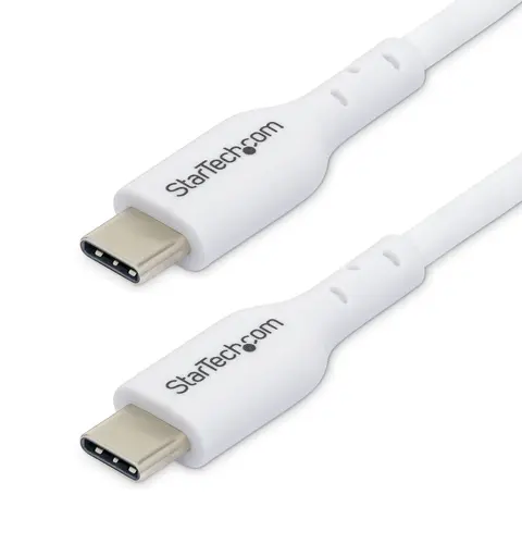 StarTech.com 1m (3.3ft) White USB-C Charging Cable, USB C Cable, USB 2.0 Type-C Laptop Charger Cord, 60W 3A Power Delivery, TPE Jacket, USB-C Data Transfer Cable, M/M
