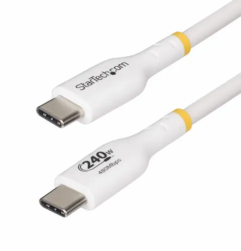StarTech.com 2m White USB-C Charging Cable, USB-IF Certified USB C Cable, 240W PD EPR, USB 2.0 Type-C Laptop Charger Cord, USB-C Data Transfer Cable, TPE Jacket