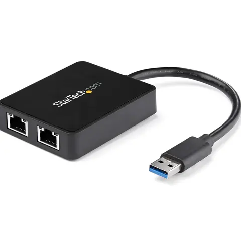 StarTech.com USB 3.0 to Dual Port Gigabit Ethernet Adapter NIC w/ USB Port