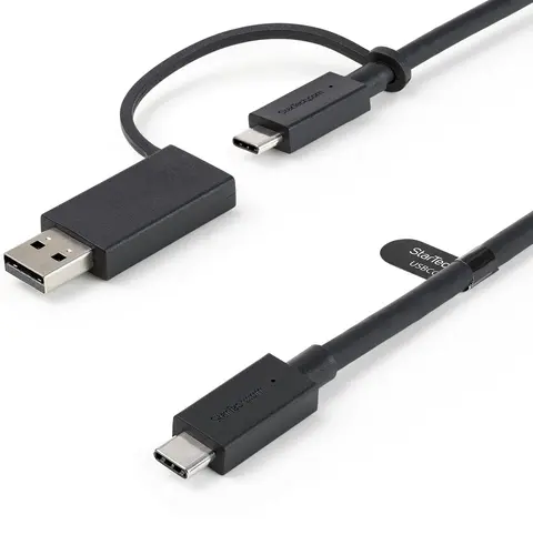 StarTech.com 3ft (1m) USB-C Cable with USB-A Adapter Dongle - Hybrid 2-in-1 USB C Cable w/ USB-A - USB-C to USB-C (10Gbps/100W PD), USB-A to USB-C (5Gbps) - Ideal for Hybrid Docking Station