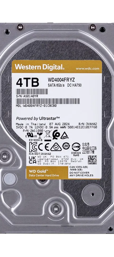 WD Gold 4TB Internal Hard Drive - 7200RPM, 256MB Cache