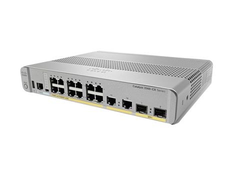Cisco Catalyst 3560CX-12PD-S Network Switch, 12 Gigabit Ethernet Ports, 12 PoE+ Outputs, 240W PoE Budget, two 10 G SFP+ and two 1 G Copper Uplinks, Enhanced Limited Lifetime Warranty (WS-C3560CX-12PD-S)