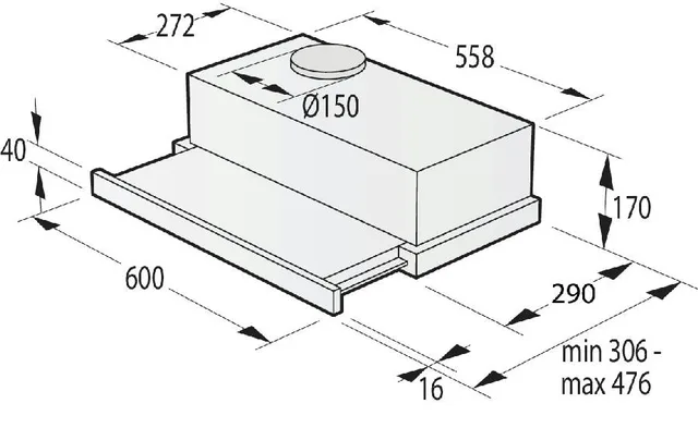 Gorenje TH62E4X Semi built-in (pull out) Stainless steel 450 m³/h