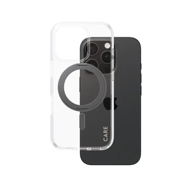 PanzerGlass CARE™ by ® Case Transparent w. Black Kickstand & MagSafe iPhone 16 Pro