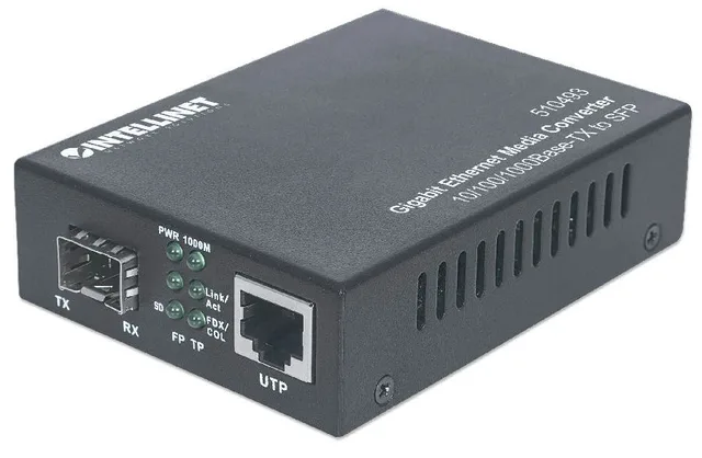 Intellinet Gigabit Ethernet to SFP Media Converter, 10/100/1000Base-Tx to SFP slot, empty