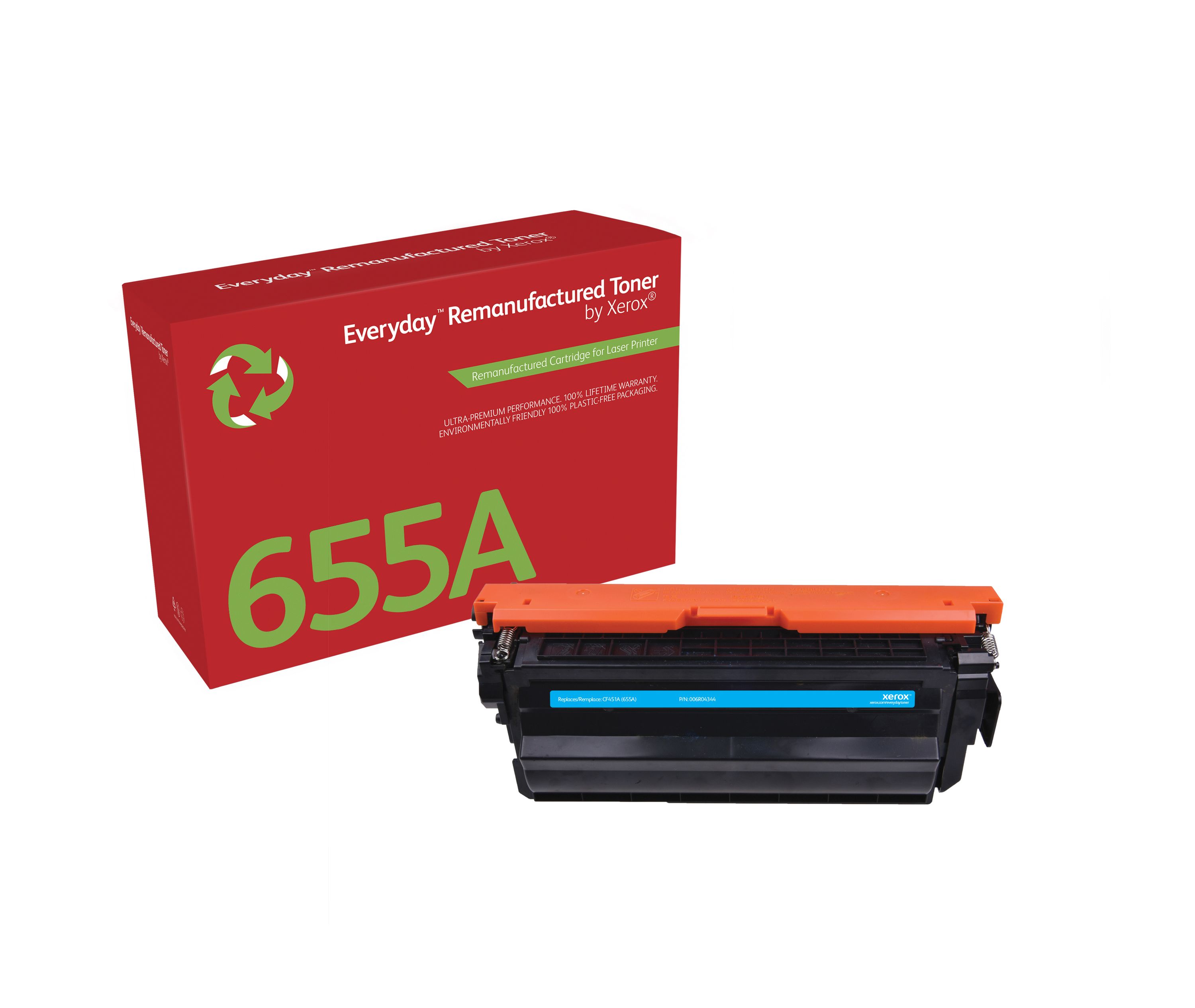 Everyday™ Cyan Remanufactured Toner by Xerox compatible with HP 655A (CF451A), Standard capacity