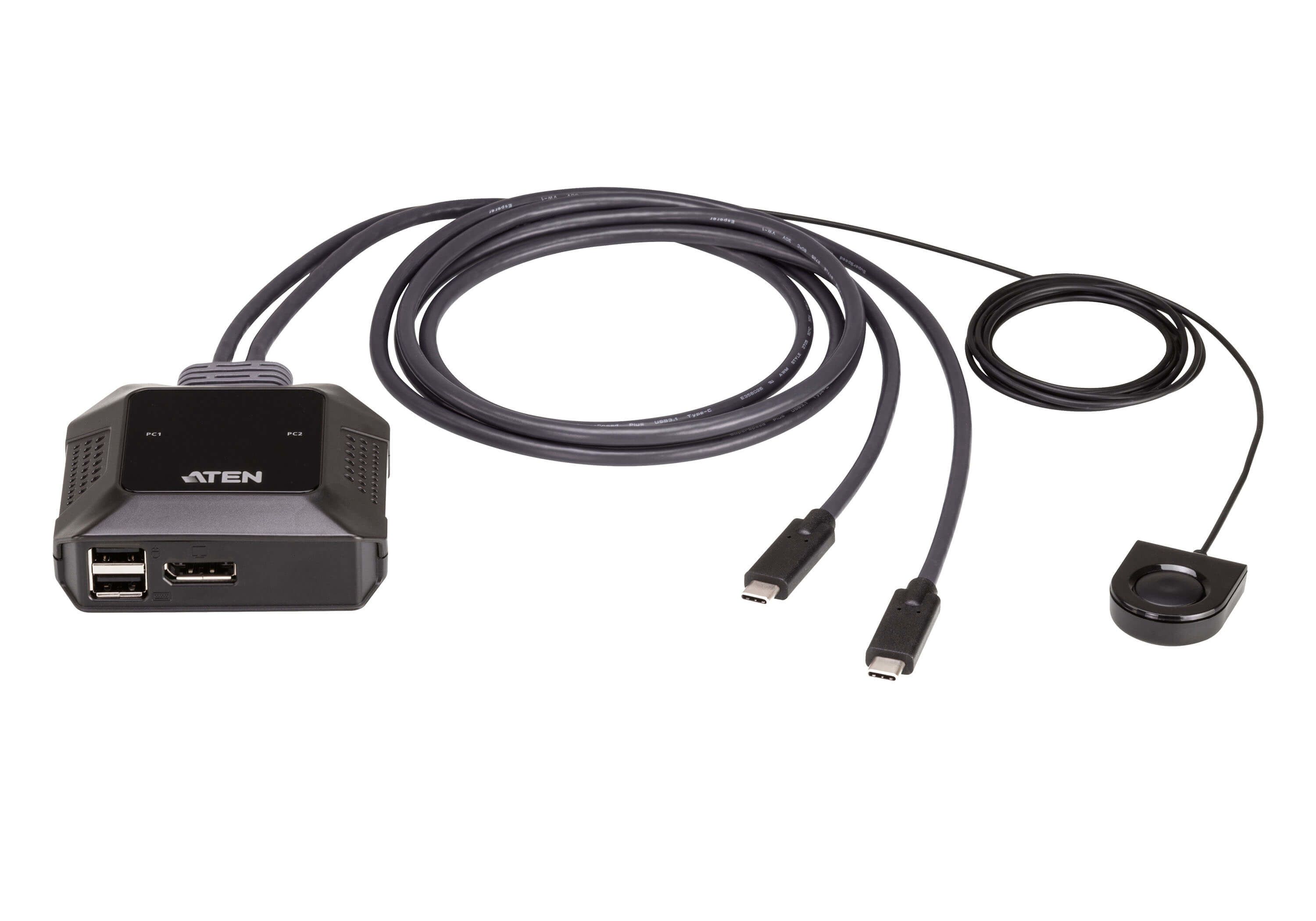ATEN 2-Port USB-C 4K DisplayPort KVM Switch with Remote Port Selector