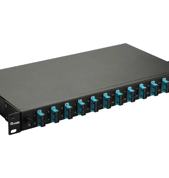 Equip 12-Port Fiber Optic Splice Box, SC Duplex, OM3, 1U, Equipped, Black