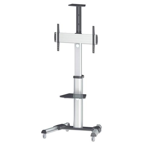 Manhattan Trolley Mount Stand for TV & Monitors, For screens 37" to 65", VESA compatibility: all between 200x200 to 600x400mm - check the dimensions of the four mounting holes on back of screen to ensure it fits, Max 50kg, Silver, LFD, Bracket, Lifetime Warranty