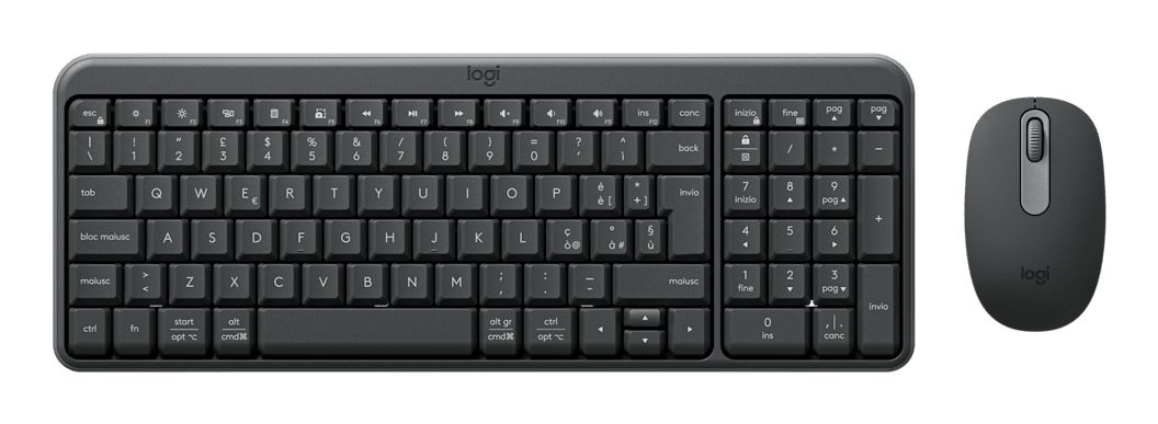 Logitech MK250 Compact Bluetooth Wireless Combo keyboard Mouse included Universal RF Wireless + Bluetooth Italian Graphite
