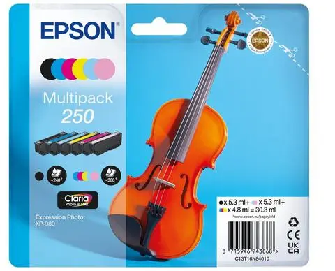 Epson 250 Violin Claria Photo HD ink cartridge 6 pc(s) Original Black, Cyan, Light Cyan, Light magenta, Magenta, White