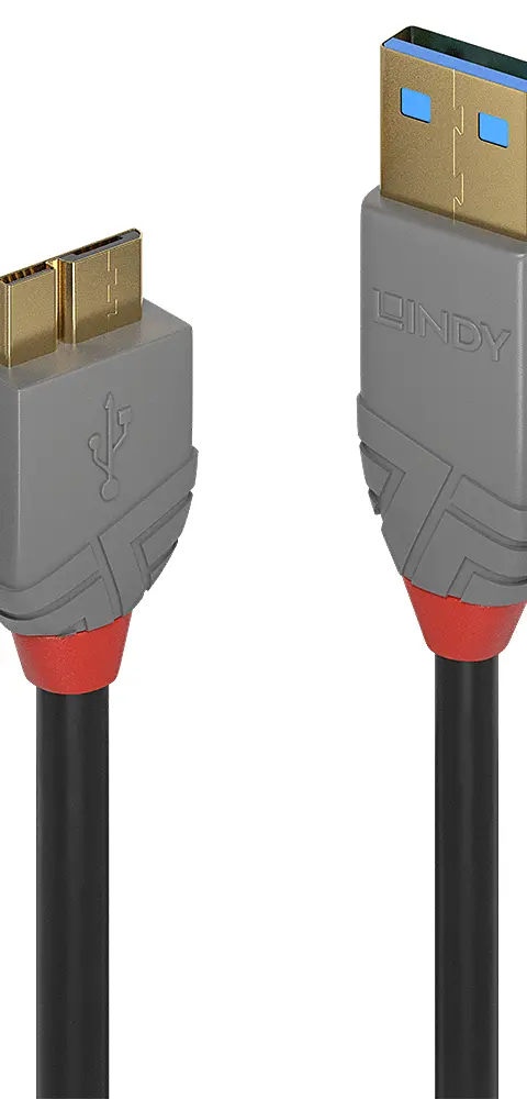 Lindy 1m USB 3.2 Type A to Micro-B Cable, 5Gbps, Anthra Line