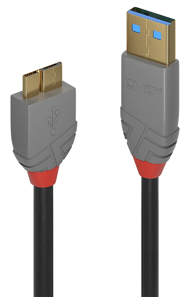 Lindy 1m USB 3.2 Type A to Micro-B Cable, 5Gbps, Anthra Line