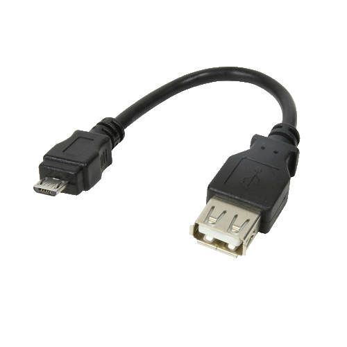 USB 2.0 Adapter, Micro-USB/M To A/F, 480 Mbps, 2.5W, Black, 0.1 M