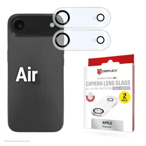 Displex Full Cover Camera Lens Glass iPhone Air, 10H, Full Camera Protector, Quick Mount, 2-Pack
