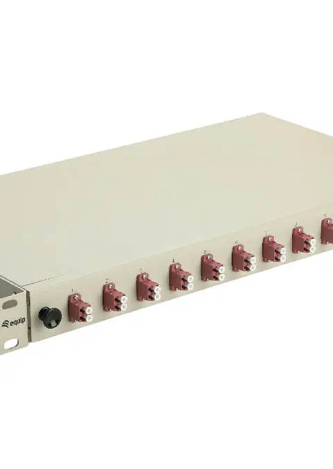 Equip 12-Port Fiber Optic Splice Box, LC Duplex, OM4, 1U, Equipped, Grey