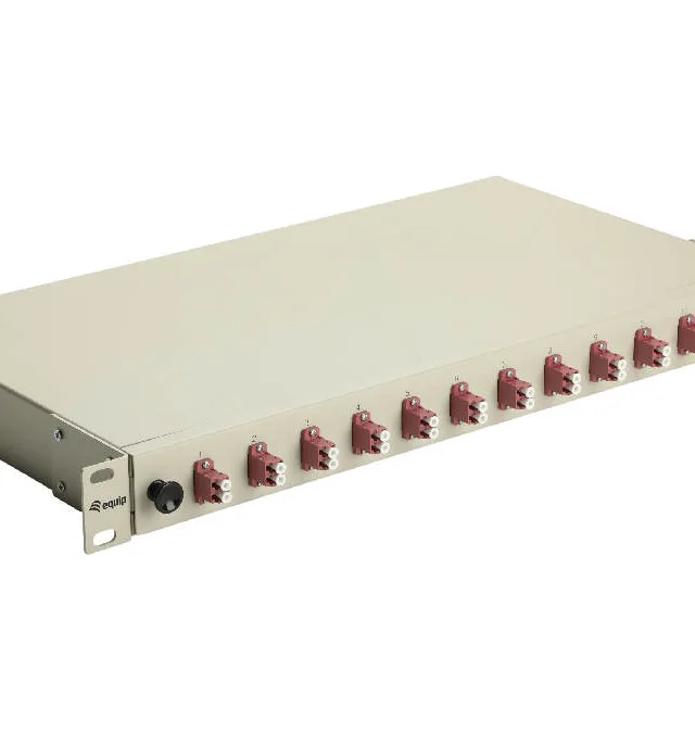 Equip 12-Port Fiber Optic Splice Box, LC Duplex, OM4, 1U, Equipped, Grey