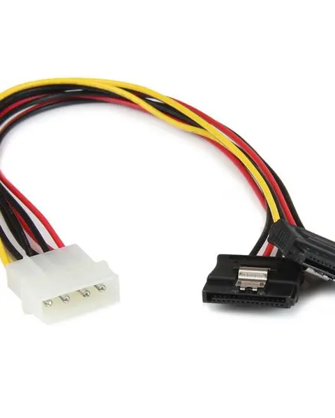 StarTech.com 12in LP4 to 2x Latching SATA Power Y Cable Splitter Adapter - 4 Pin LP4 to Dual SATA