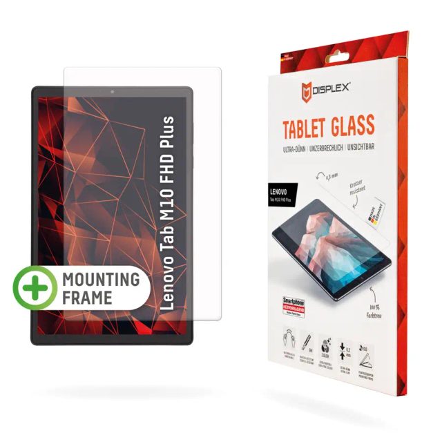Displex Tablet Glass (9H) for Tab M10 FHD Plus, Eco Mounting Frame, unbreakable, ultra-slim, invisible