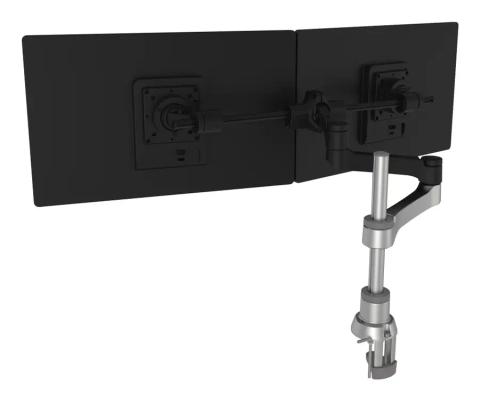 R-Go Tools R-Go Zepher C2 Circular Dual Smartbar Monitor Arm Desk Mount, Adjustable, 0-8 kg, Black-Silver, Low Carbon Footprint