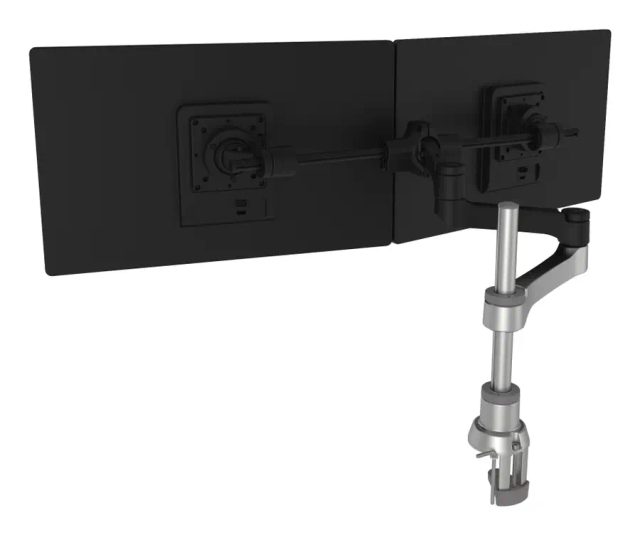 R-Go Tools R-Go Zepher C2 Circular Dual Smartbar Monitor Arm Desk Mount, Adjustable, 0-8 kg, Black-Silver, Low Carbon Footprint