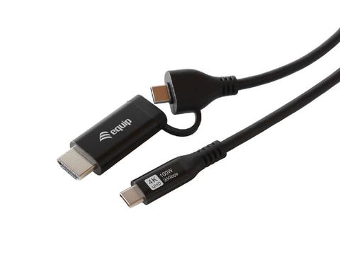 Equip 2 in 1 USB-C to C + HDMI Cable, 2.0m, PD100W, 4K/60Hz, 20Gbps