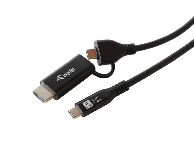 Equip 2 in 1 USB-C to C + HDMI Cable, 2.0m, PD100W, 4K/60Hz, 20Gbps