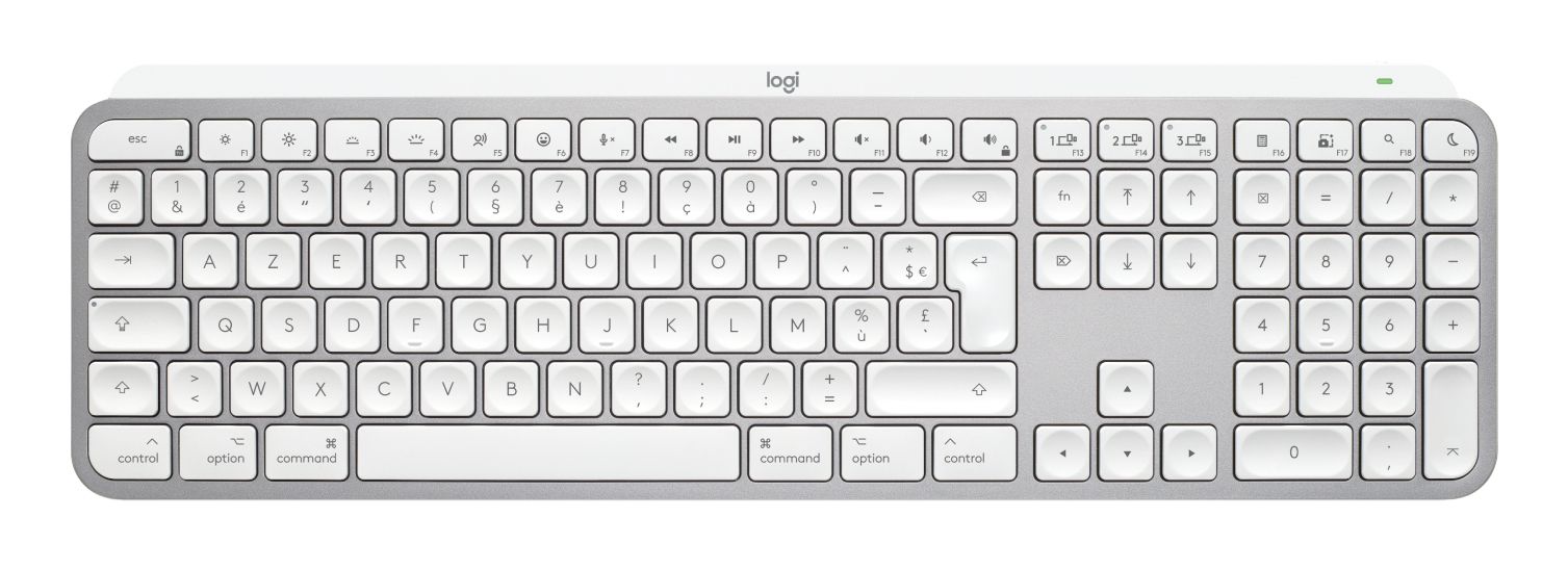 Logitech Master MX Keys S for Mac keyboard Office RF Wireless + Bluetooth AZERTY French Aluminium, White