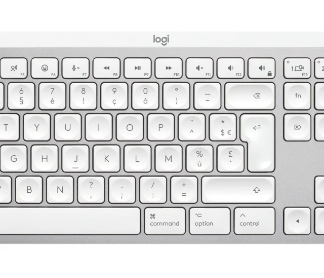 Logitech Master MX Keys S for Mac keyboard Office RF Wireless + Bluetooth AZERTY French Aluminium, White