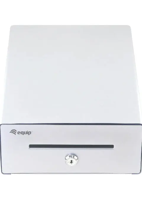 Equip Cash Register Drawer for Point of Sale (POS) System, 4 Bill/4 Coin Compartments, Removable Coin Slots, RJ11 connector, Aluminum