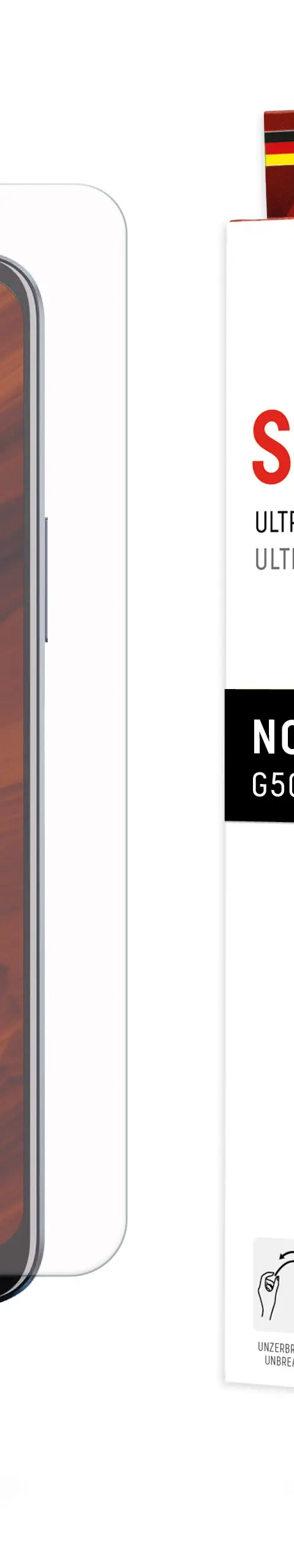 Displex Smart Glass (9H) for G50, Mounting Sticker, unbreakable, ultra-slim, invisible