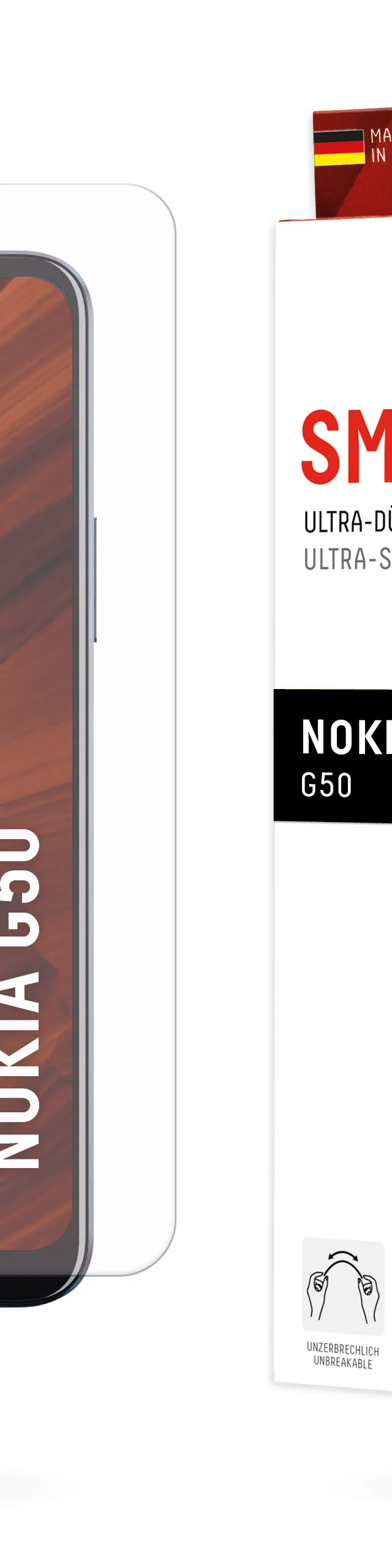 Displex Smart Glass (9H) for G50, Mounting Sticker, unbreakable, ultra-slim, invisible