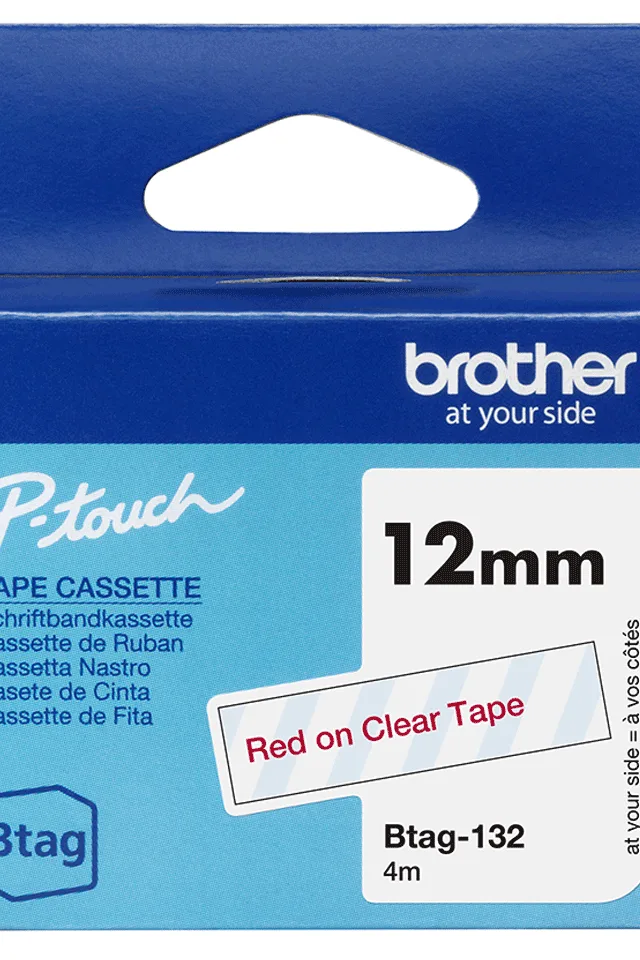 Brother BTAG-132 label-making tape Red on transparent