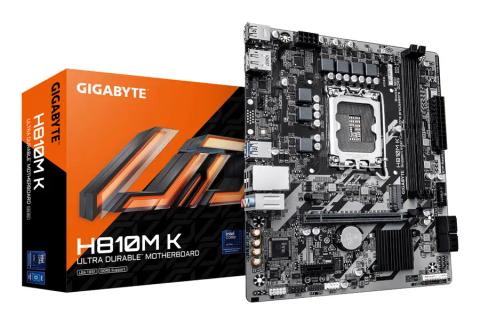 GIGABYTE H810M K Motherboard - Intel Core Ultra (Series 2) CPUs, 3+1+2 Phases VRM, up to 6400MHz DDR5, 1xPCIe 4.0 M.2, 1GbE LAN, USB 3.2 Gen 1
