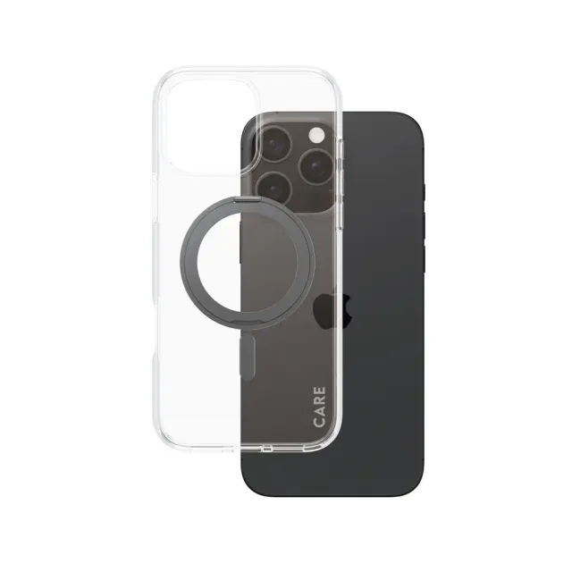PanzerGlass CARE™ by ® Case Transparent w. Black Kickstand & MagSafe iPhone 16 Pro Max