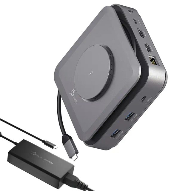 j5create JCD3199P USB-C® Dock Dual 4K HDMI™ with 140W GaN PD3.1 Power Adapter-UK, Black