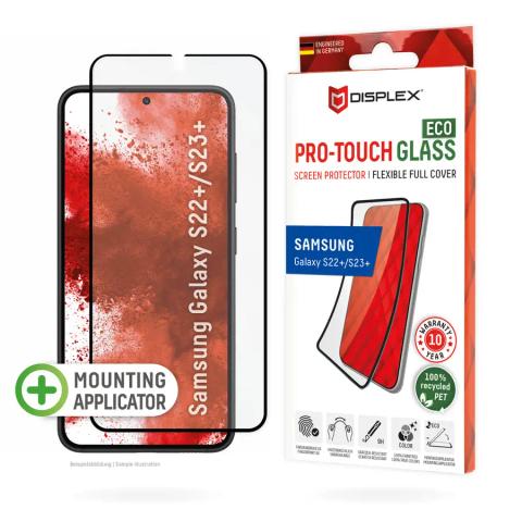 Displex Pro-Touch ECO Screen Protector (9H), FC for Samsung Galaxy S22+/S23+, Eco-Applicator, 100% FPS, Ultra-HD