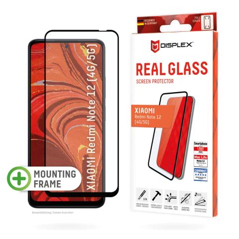 Displex Full Cover Screen Protector (10H) for Xiaomi Redmi Note 12 4G/5G, Eco Mounting Frame, Full Cover